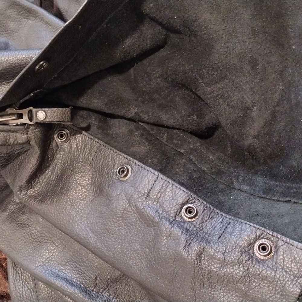 BLACK BRAND MOTORCYCLE CLOTHING WOMEN'S XL CHAPS BUFFALO LEATHER - Picture 10 of 12